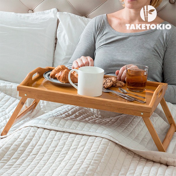 Plateau de lit pliable en bambou petit-déjeuner table de lit